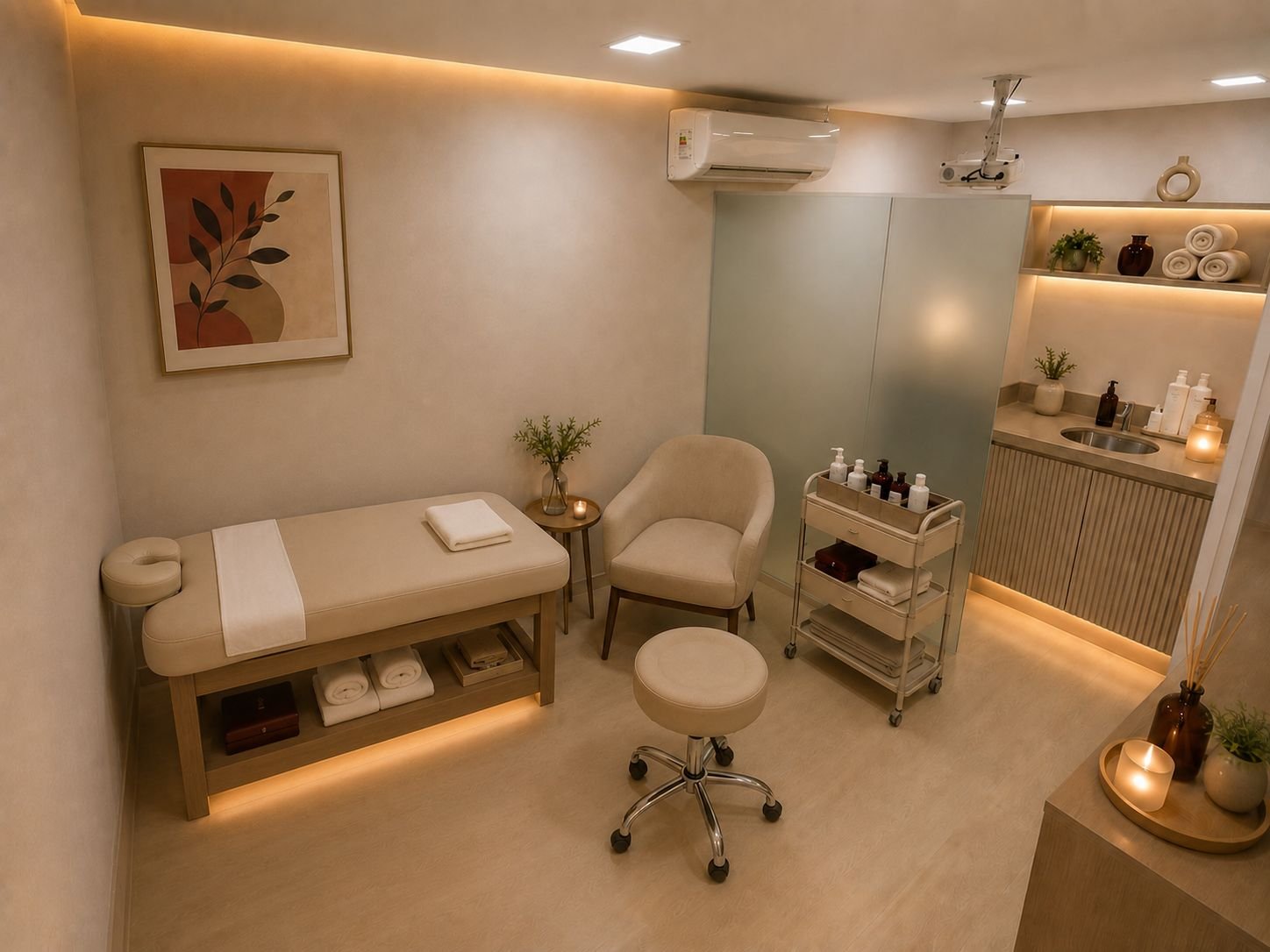 Sala de massoterapia da Belíssima Integrare